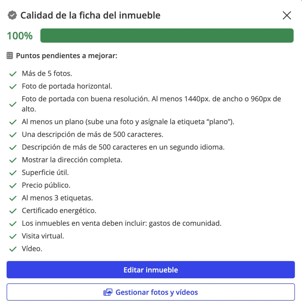 Listing quality report in Witei