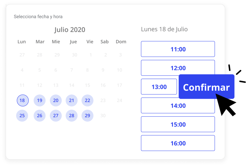 calendario de reservas online que puedes usar como agente inmobiliario para organizar tus citas.