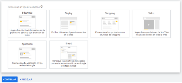 Paso 4 en la selección de tu campaña de adwords.