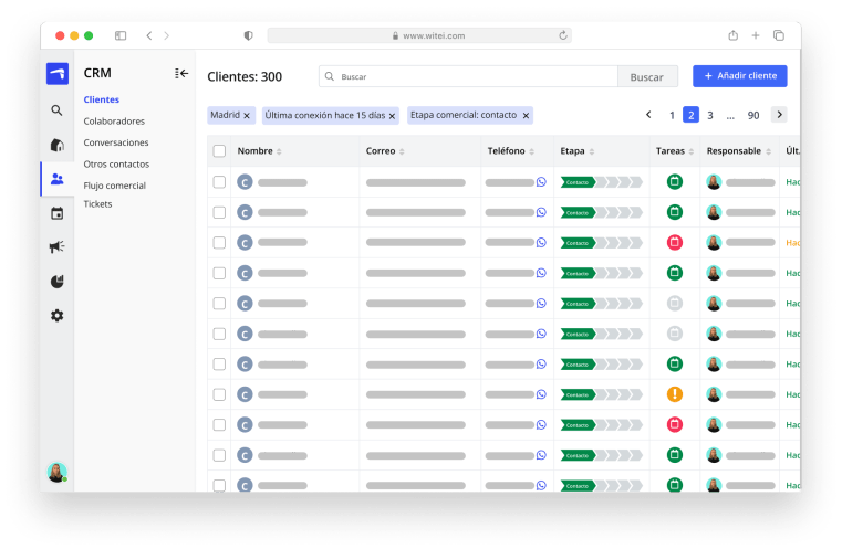 Interfaz de clientes con la que un negocio puede llevar el seguimiento de cada cliente