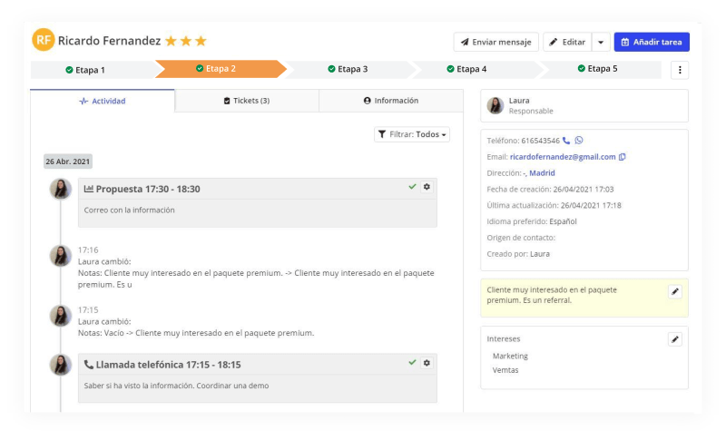 Witei CRM client record