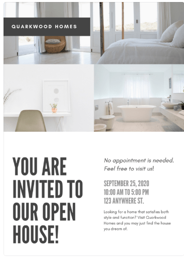 Cartel inmobiliario open house