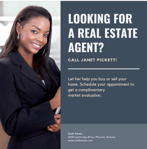 Cartel inmobiliario con los servicios de un asesor inmobiliario