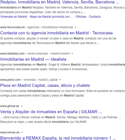 Resultados de búsqeuda SEO