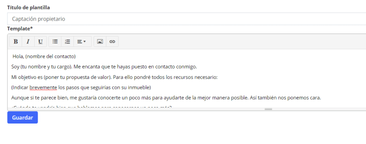Plantilla de correo en Witei