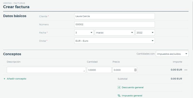 Creación de factura con Quaderno una plataforma de gestión de ingresos y gastos.