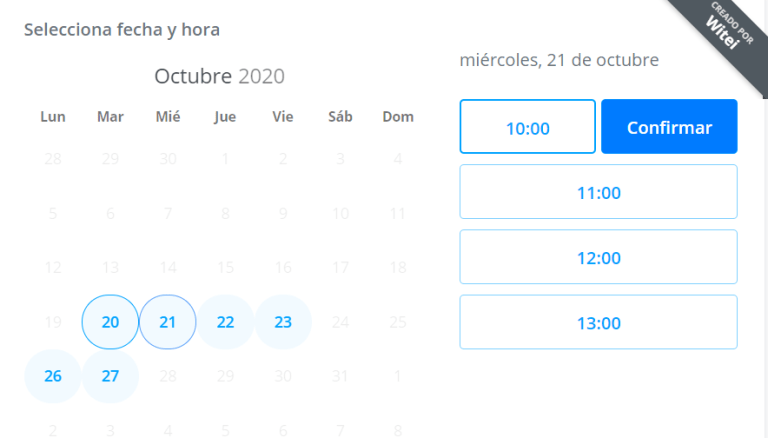 calendario de reserva de citas online para los clientes