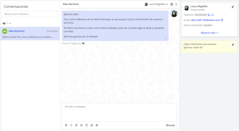 herramienta de conversaciones de Witei