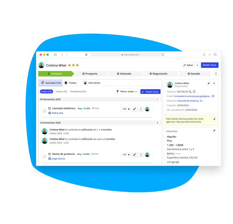 Client management in Witei