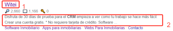 Cómo apareces en google cuando poner un meta titulo y una meta descripción