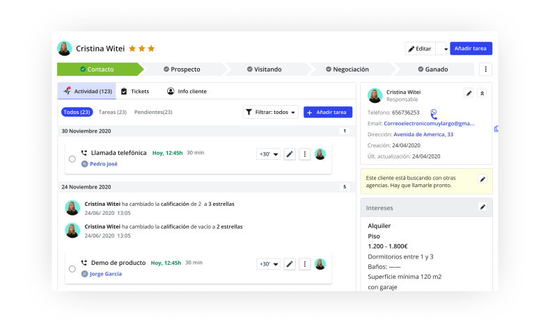 Witei CRM contact list