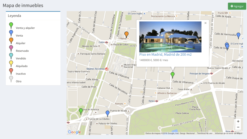 mapa de inmuebles con leyenda