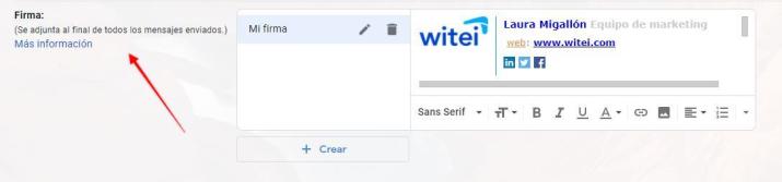 cómo se crea una firma de correo en Gmail paso 2