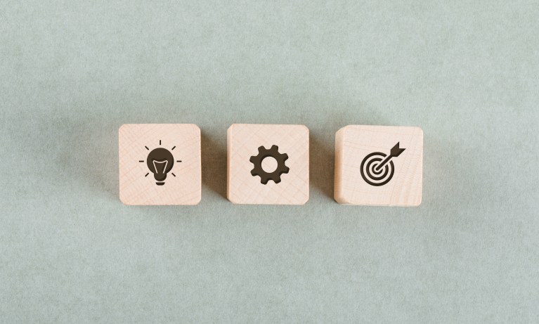 target concept with wooden blocks