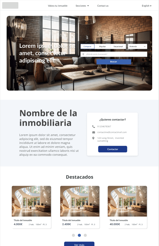 Plantilla web inmobiliaria Barcelona — diseño mediterráneo